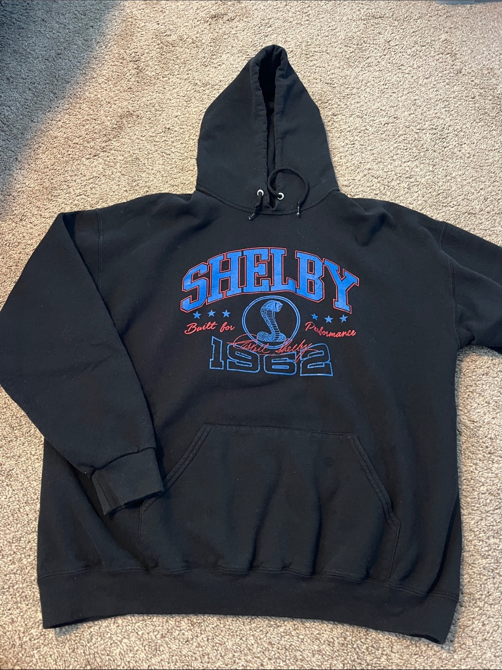 Selby Black Pullover Hoodie with Blue and Red Shelby Logo
